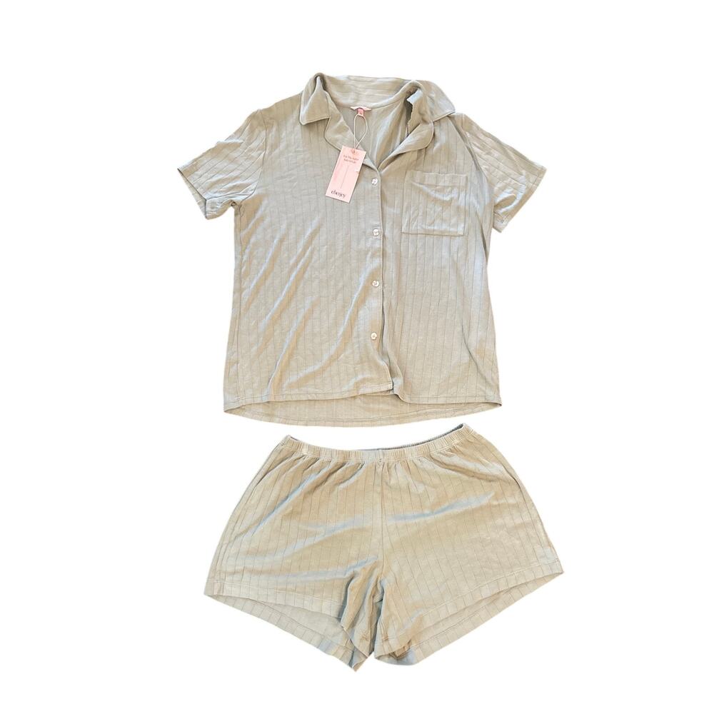 Eberjey Light Sage Short Sleeve Button Pajama Set